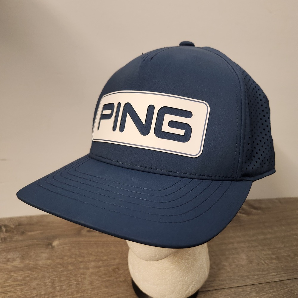 Ping Golf Hat Mens Navy Blue Flexfit 110 Snapback Perforated Performance Cap